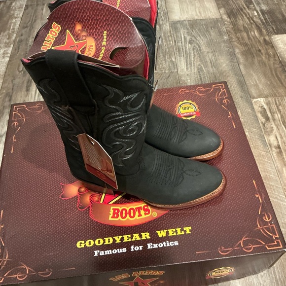 NWT Los Altos Black Leather Western Boots Size 6 - Picture 14 of 16